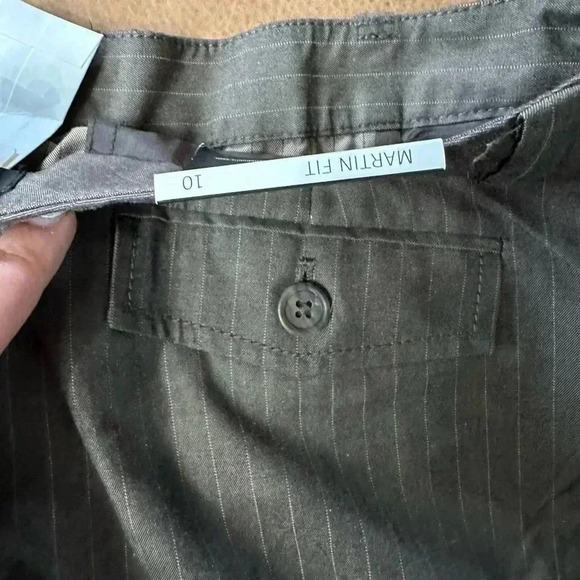 Banana Republic Martin Fit Pants Cropped Brown Striped Womens Size 10 $78 MSRP - Picture 13 of 13